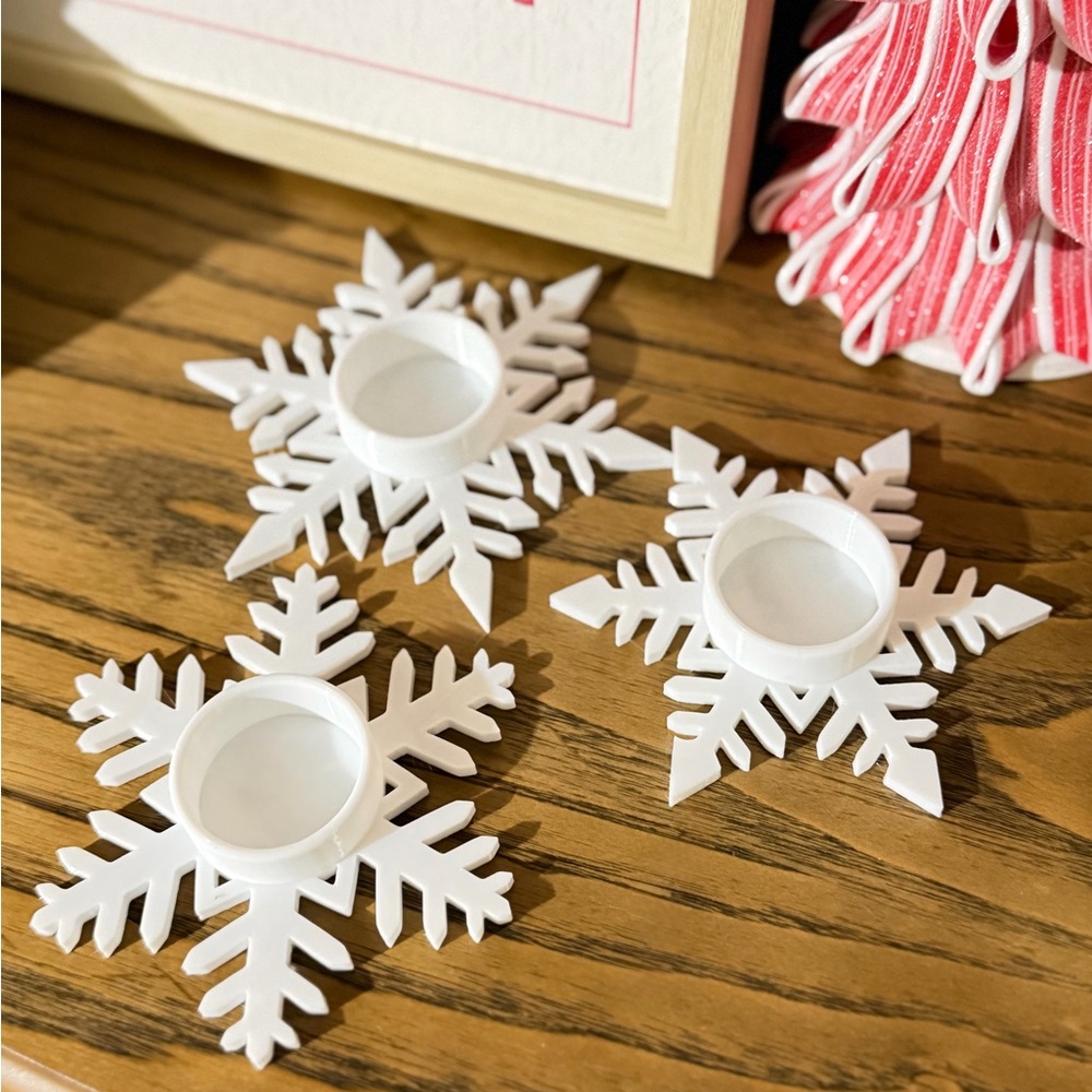 Snowflake Tealight Candle Holders (3Pc)